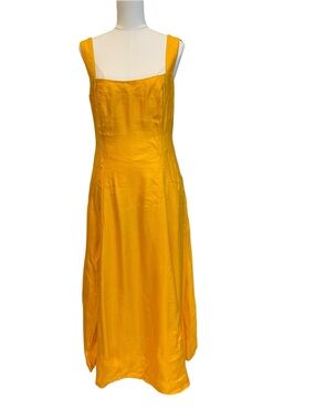 Emmanuelle Khanh marigold yellow Square-Neck Midi Dress -44